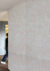 Lime Yellow architectural wall panels in an artistic interior space